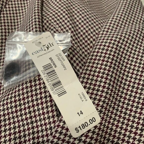 New East 5th Womens Gingham 5 Button Brown Blazer Jacket Size 14 NWT $180‎ - Picture 4 of 8